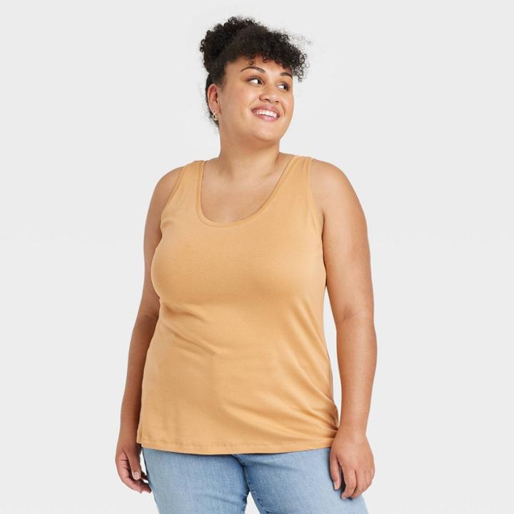 Women's Plus Size Slim Fit Tank Top - Ava & Viv Bronze Flash