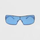 Women's Rimless Wrap Shield Sunglasses - Wild Fable Blue