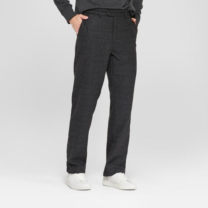 Men's Plaid Straight Fit Lightweight Trouser - Goodfellow & Co Zodiac Night 34x32, Size: