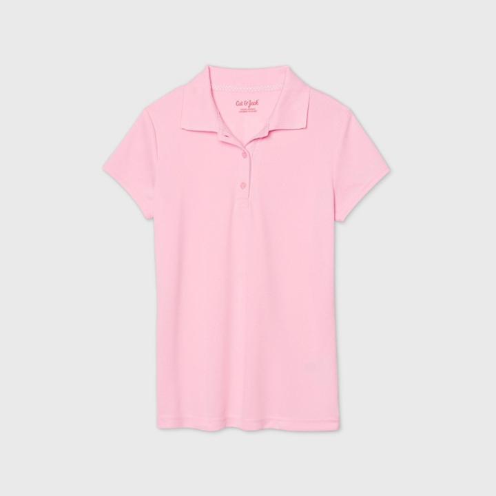 Girls' Short Sleeve Performance Uniform Polo Shirt - Cat & Jack Light Pink