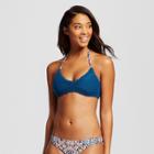 Women's Crochet Halter Bralette Bikini Top - Xhilaration Midnight Blue