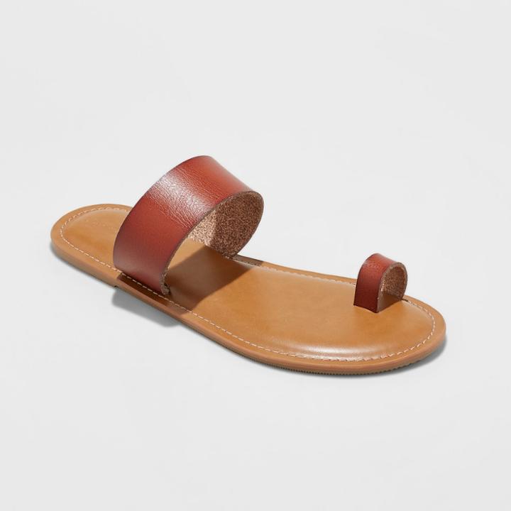 Women's Kessie Wide Width Slide Sandal - Universal Thread Cognac (red) 10w,