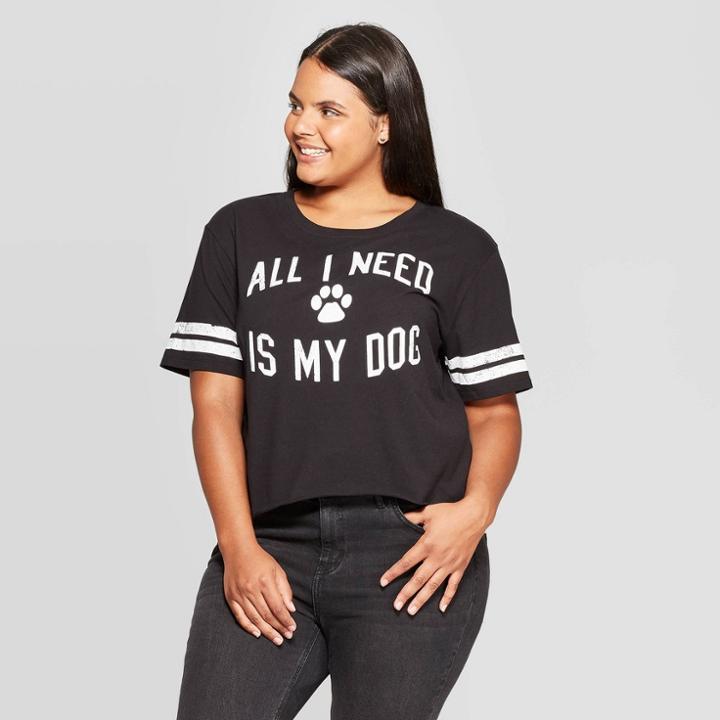 Modern Lux Women's All I Need Is My Dog Plus Size Short Sleeve T-shirt (juniors') - Black