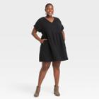 Women's Plus Size Short Sleeve Shirtdress - Universal Thread Black