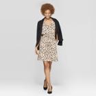 Women's Leopard Print Sleeveless V-neck Crepe Dress - A New Day Tan