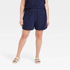Women's Plus Size Mid-rise Pull-on Shorts - A New Day Navy Blue