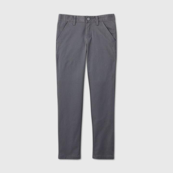 Girls' Flat Front Stretch Uniform Skinny Pants - Cat & Jack Charcoal Gray