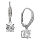 Distributed By Target Women's Leverback Clear Cubic Zirconia Drop Earrings In Sterling Silver - Clear/gray