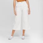 Women's Wide Leg Denim Crop Pants - A New Day White