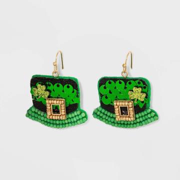 No Brand Leprechaun Acrylic Hat Drop Earrings - Assorted Greens