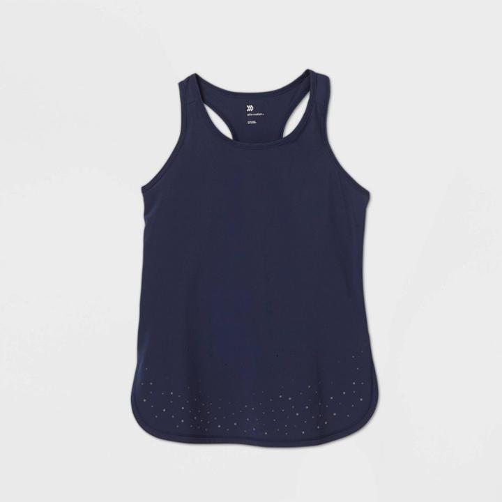 Girls' Laser Cut Stretch Woven Tank Top - All In Motion Navy M, Girl's, Size: