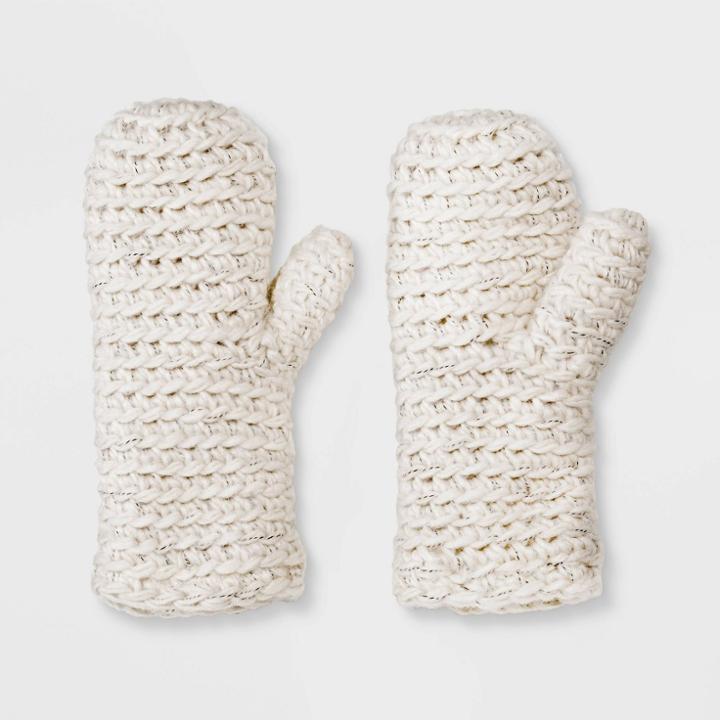 Women's Hand Knit Gloves - Universal Thread Cream One Size, Ivory