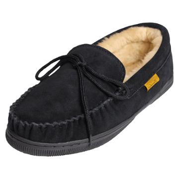 Men's Brumby Suede Moccasin Slippers - Black