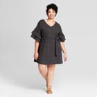Women's Plus Size Ruffle Sleeve Dress - Universal Thread Gray