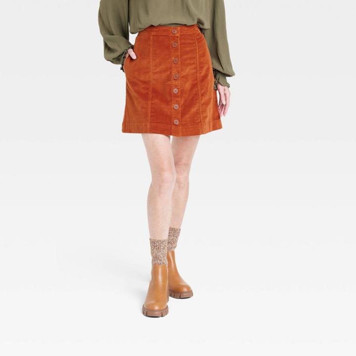 Women's Corduroy Mini Skirt - Knox Rose Bronze