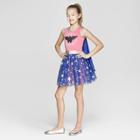 Dc Comics Girls' Wonder Woman Stars Flip Sequin Tank Dress - Pink/blue