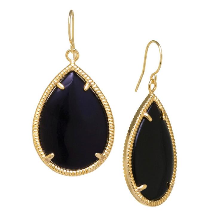 Target Gold Plated Black Drop Earrings - Gold/black, Size: L: