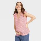 The Nines By Hatch Flutter Short Sleeve Maternity Blouse Assorted Pink Floral
