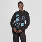 Women's Long Sleeve Crew Neck Embroidered Sweater - Who What Wear Black