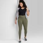 Women's Plus Size High-waisted Cotton Leggings - Wild Fable Deep Olive