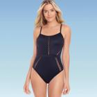 Women's Slimming Control Cut Out One Piece Swimsuit - Beach Betty By Miracle Brands Black