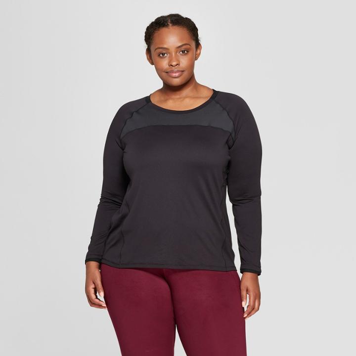 Women's Plus Size Long Sleeve Run T-shirt - C9 Champion Black