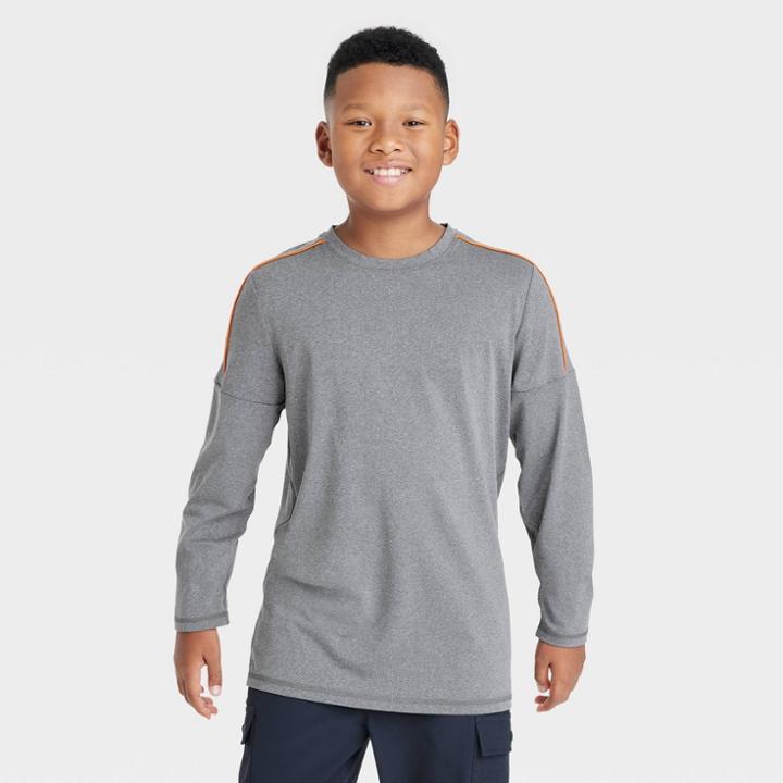 Boys' Long Sleeve Soft Gym T-shirt - All In Motion Gray