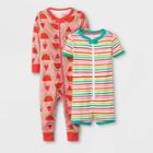 Baby Girls' 2pk Loved Watermelon Union Suit - Cat & Jack Red