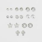 Pave Cross, Star And Stud Multi Earring Set 9ct - Wild Fable Dark Silver, Women's