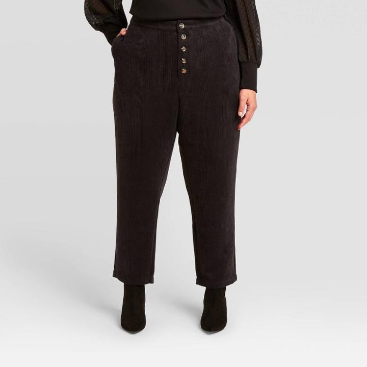 Women's Plus Size High-rise Corduroy Pants - Who What Wear Black