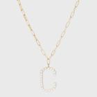 Sugarfix By Baublebar Pearl Initial C Pendant Necklace - Pearl, White
