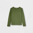 Men's Adaptive Loose Fit Long Sleeve Crewneck T-shirt - Goodfellow & Co Olive