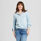 Women's Labette Denim Shirt Long Sleeve Button-down Shirt - Universal Thread Light Wash