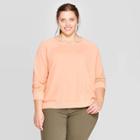 Women's Plus Size Long Sleeve Crewneck Sweatshirt - Universal Thread Peach (pink)