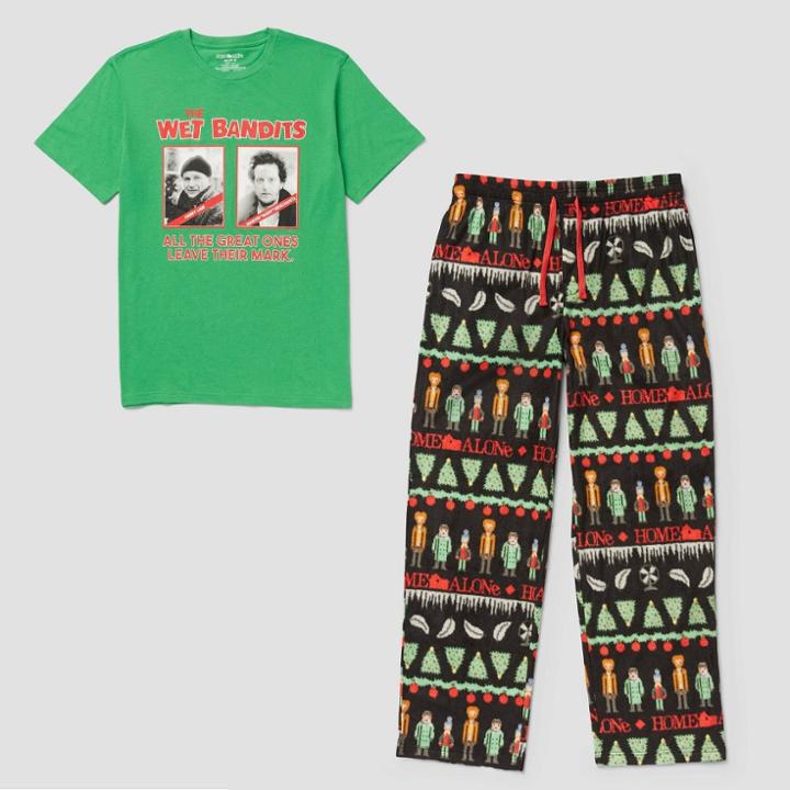 Men's Home Alone Pajama Set - Black/green
