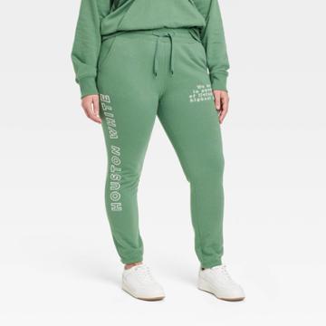 Houston White Adult Plus Size Tapered Logo Graphic Sweatpants - Dark Green