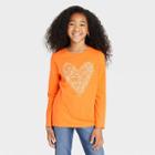 Girls' Halloween Long Sleeve T-shirt - Cat & Jack Dark Orange