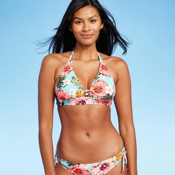 Kona Sol Women's Floral Triangle Bikini Top - Kona