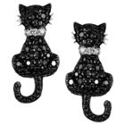 Journee Collection 2/5 Ct. T.w. Round-cut Cubic Zirconia Cat Stud Pave Set Earrings In Sterling Silver - Black, Girl's