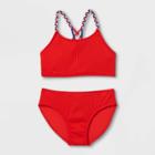 Girls' Ribbed 2pc Bikini Set - Art Class Red
