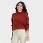 Women's Slouchy Mock Turtleneck Pullover Sweater - A New Day Rust