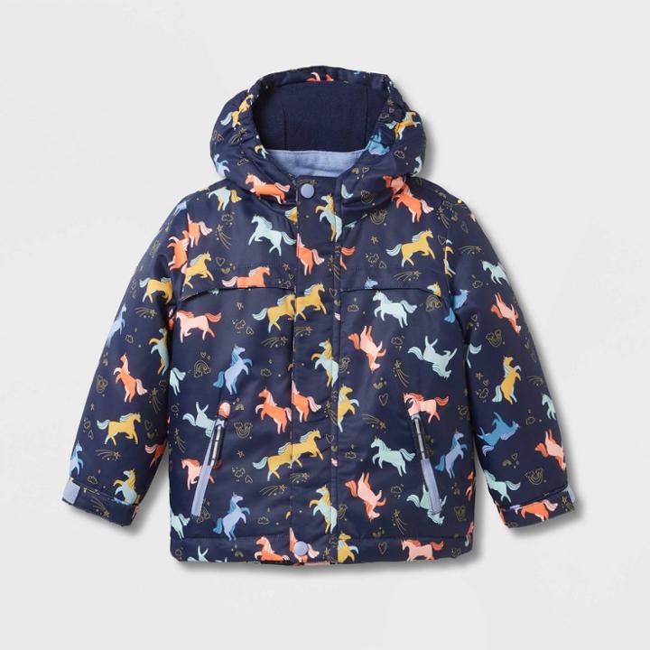Toddler Girls' Unicorn Long Sleeve 3-in-1 Jacket - Cat & Jack 18m, Blue/white