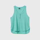 Women's Button-front Thermal Tank Top - Wild Fable Green