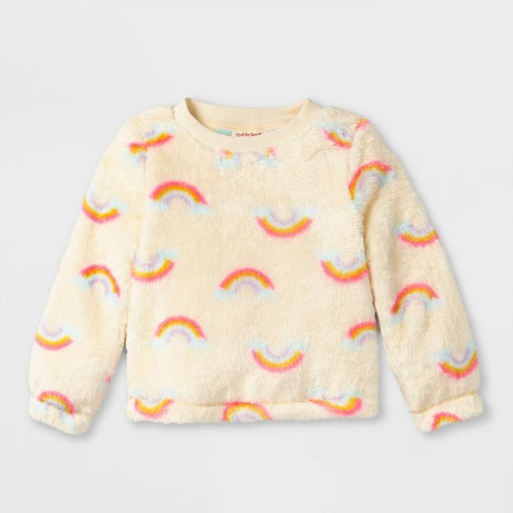 Toddler Girls' Sherpa Pullover Sweatshirt - Cat & Jack Cream