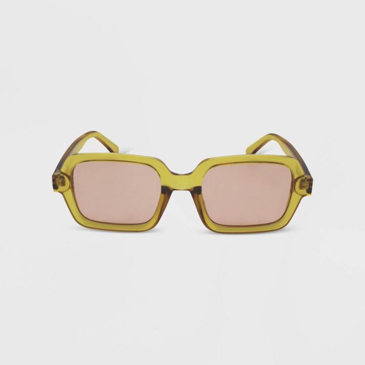 Women's Milky Plastic Square Blue Light Filtering Glasses - Wild Fable Honey Yellow