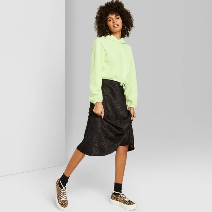 Women's Long Sleeve Hooded Sherpa Sweatshirt - Wild Fable Green