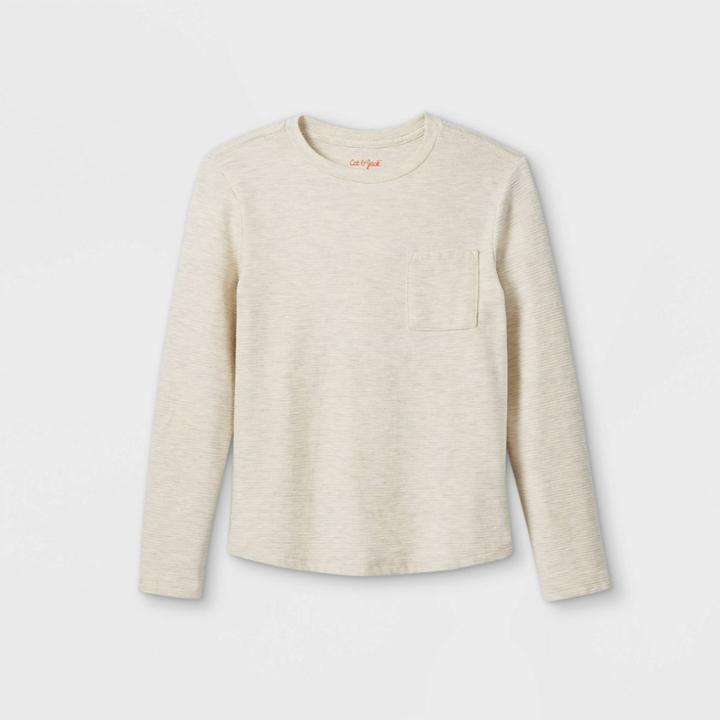 Boys' Ottoman Knit Long Sleeve T-shirt - Cat & Jack Cream