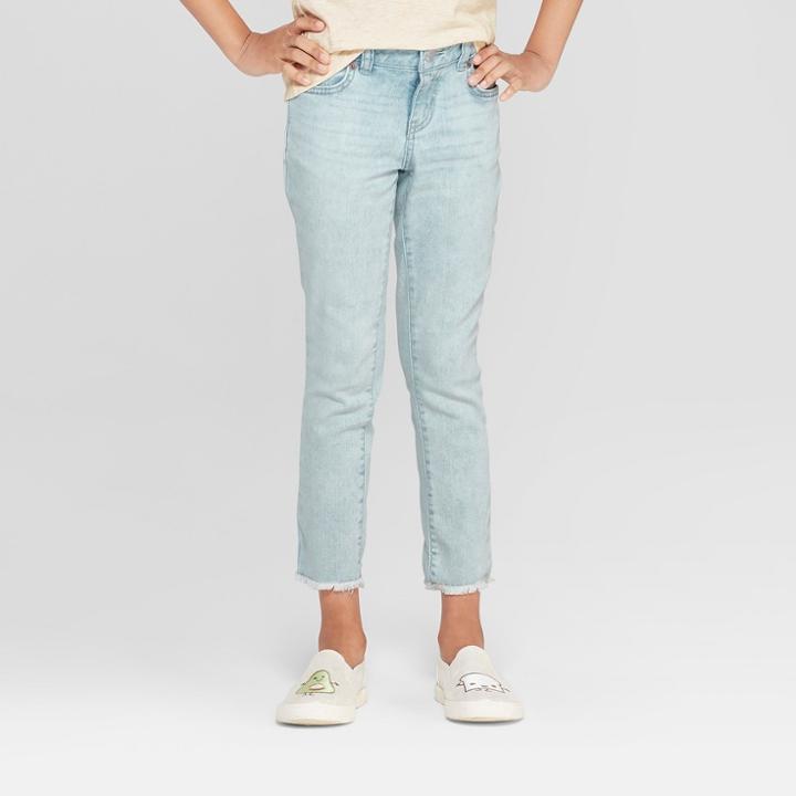 Girls' Super Skinny Raw Hem Jeans - Cat & Jack Light Wash