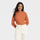 Women's Long Sleeve T-shirt - A New Day Rust