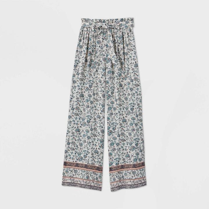 Girls' Floral Paperbag Pants - Art Class White L, Girl's,